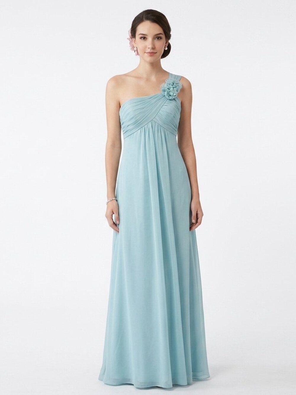 Belsoie "Seaglass" One Shoulder Chiffon Bridesmaid/Formal Gown NEW- Sz. 10